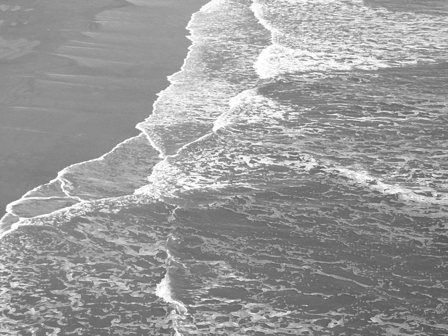 Galveston Tide in Grayscale Photograph by Connie Fox
