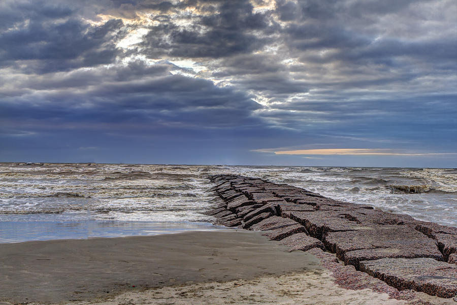 Galveston TX Jetty at Sunrise Photograph by Mike Harlan | Pixels