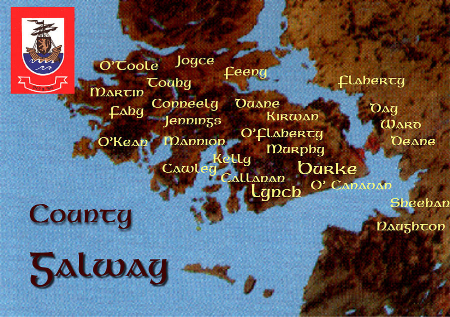 O'toole Digital Art - Galway Ancestral Family Roots by Val Byrne