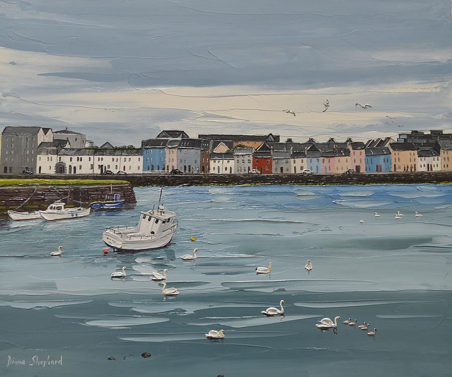 Swan Painting - Galway Swans Galway Ireland by Diana Shephard
