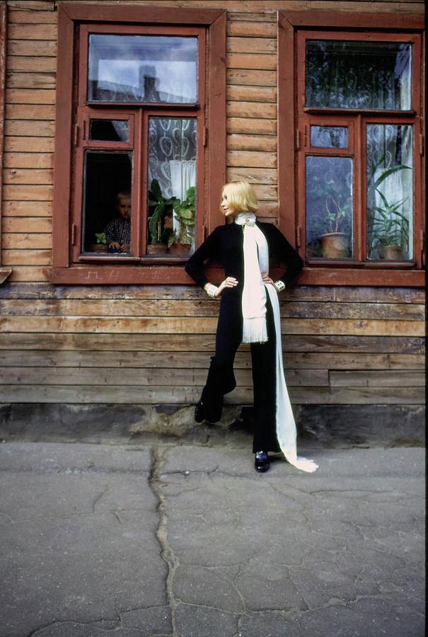 Galya Milovskaya Wearing A Black Jumpsuit Photograph by Arnaud de Rosnay