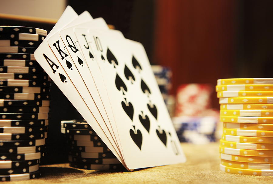 Gambling Poker Hand Royal Flush Spades Photograph by ChuckSchugPhotography