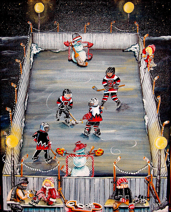 Hockey Painting - Game Time by Jill Alexander