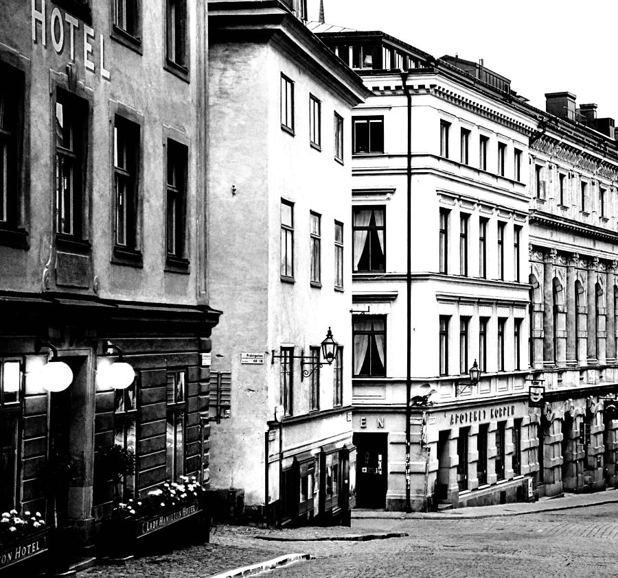 Gamla Stan Black and White Photograph by Jenny Hudson