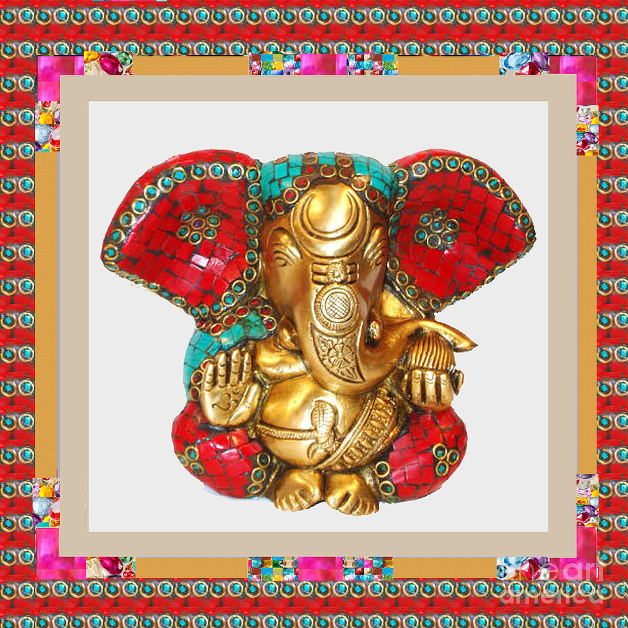 Holiday Painting - Ganapati Ganesh Idol Hinduism Religion Religious Spiritual Yoga Meditation Deco NavinJoshi  Rights M by Navin Joshi
