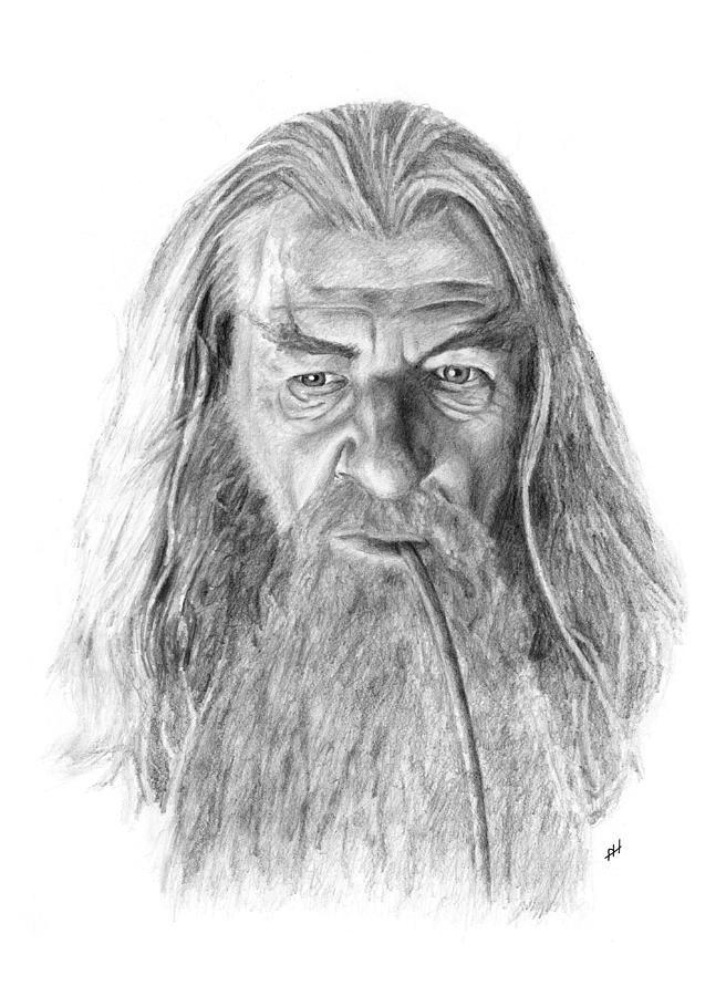 Gandalf photo realistic pencil drawing Drawing by Adam Hartley - Fine