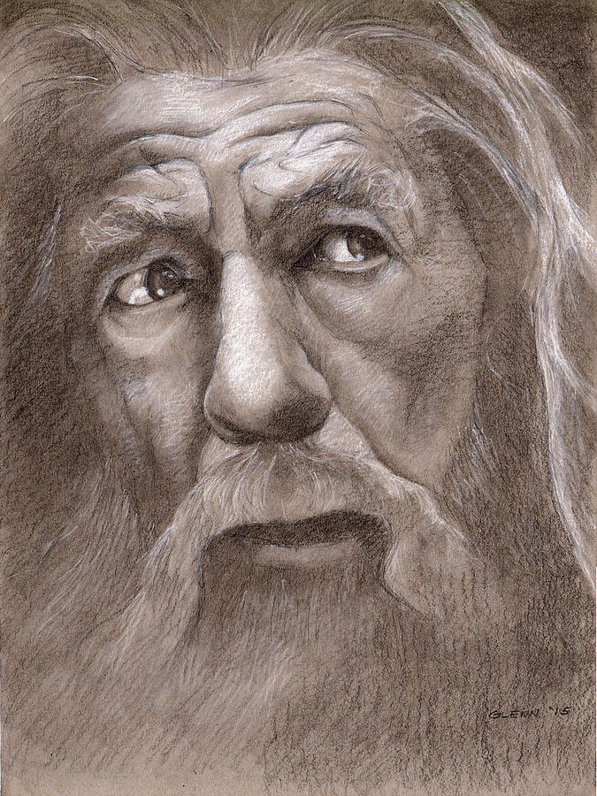 Ian Mckellen Drawing - Gandalf the Grey by Glenn Daniels