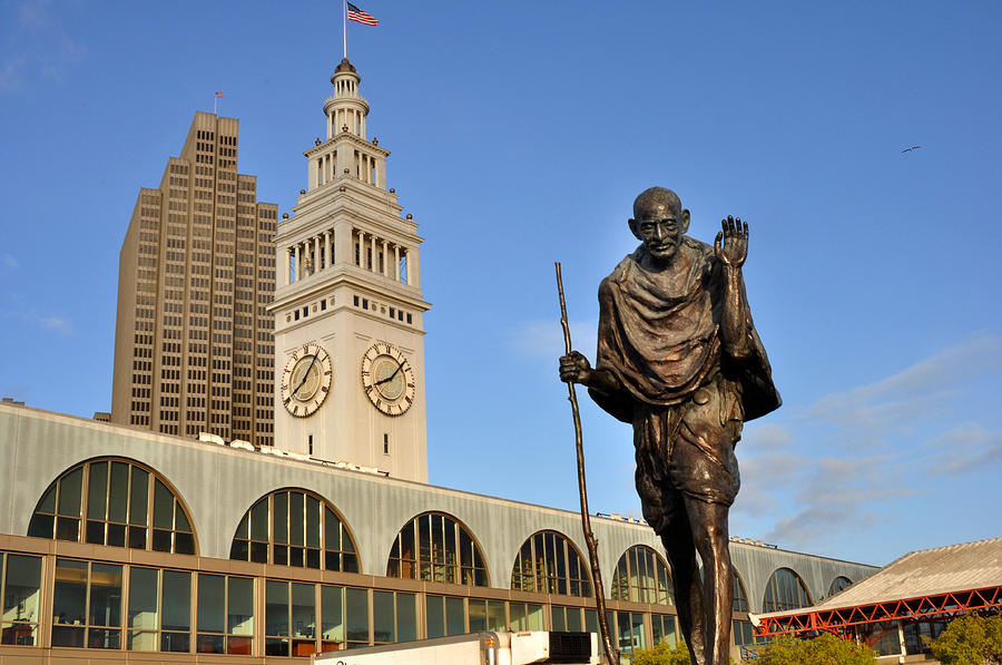 Gandhi and SF Ferry Building Photograph by Diane Lent