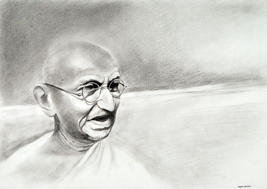 how to draw mahatma gandhi step by step easy drawing - YouTube