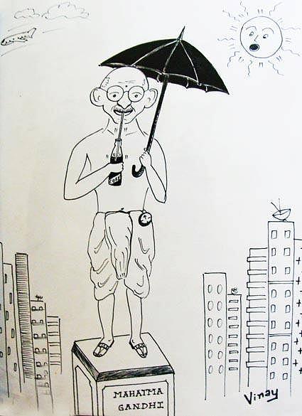 Premium Photo | Mahatma gandhi sketch art outline drawing