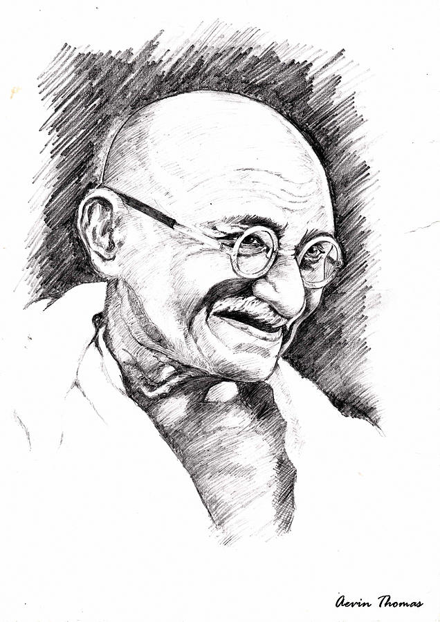 Outline Sketch  Mahatma Gandhi  DesiPainterscom