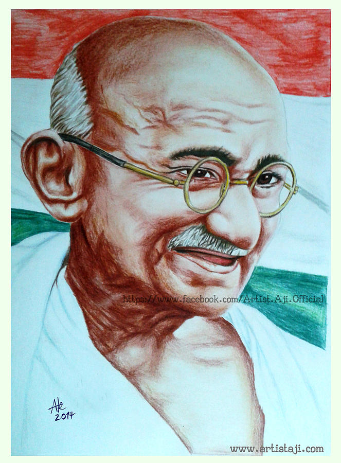 Gandhiji Drawing by Monika - Fine Art America