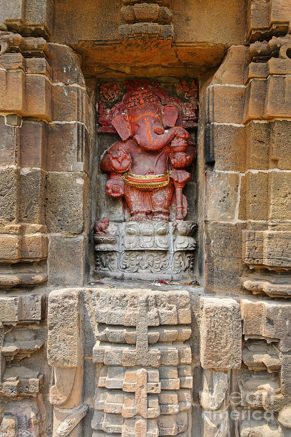 Architecture Photograph - Ganesh sculpture at the Hindu temple of Siddhesvara in Bhubaneswar India by Robert Preston