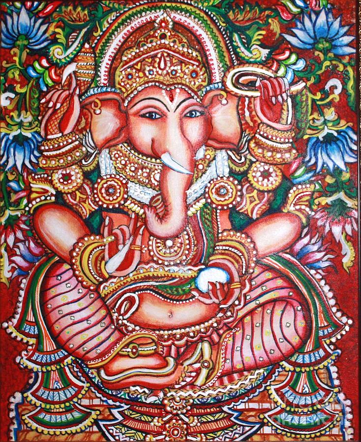 Kerala Painting - Ganesha by Kami