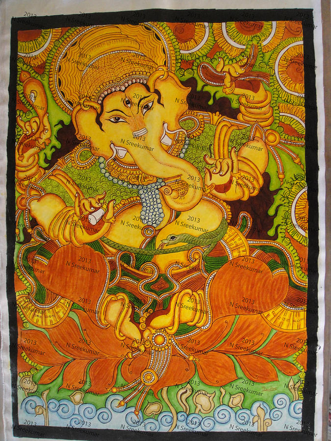 Ganesha Mural Painting By Nandini S - Fine Art America