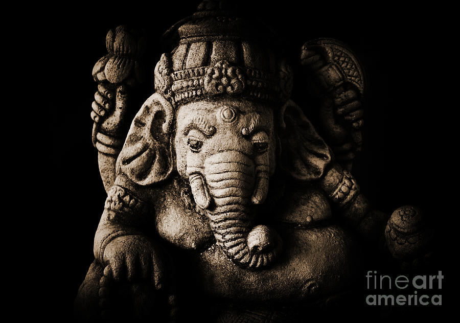 Black And White Photograph - Ganesha the Elephant God by Tim Gainey
