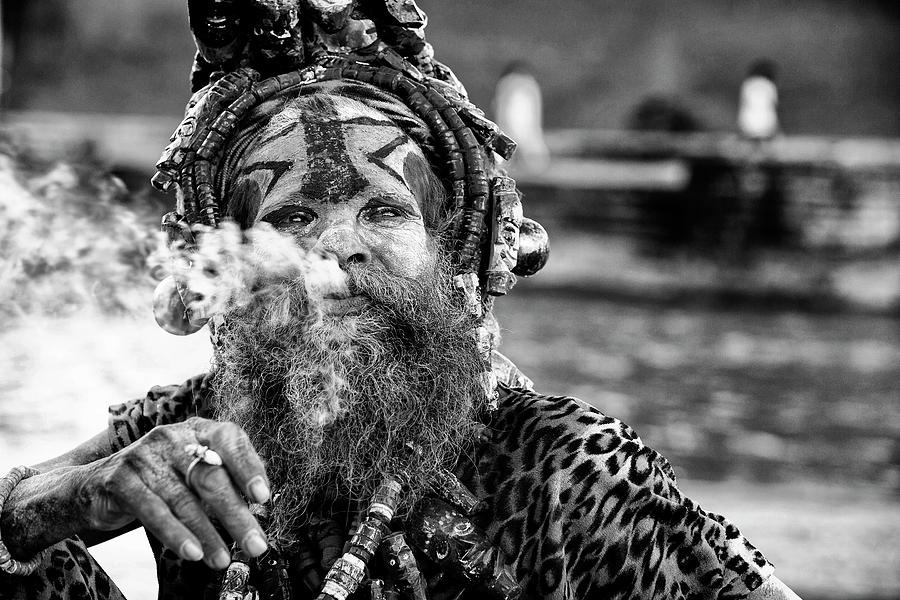 Black And White Photograph - Ganga Baba by Goran Jovic