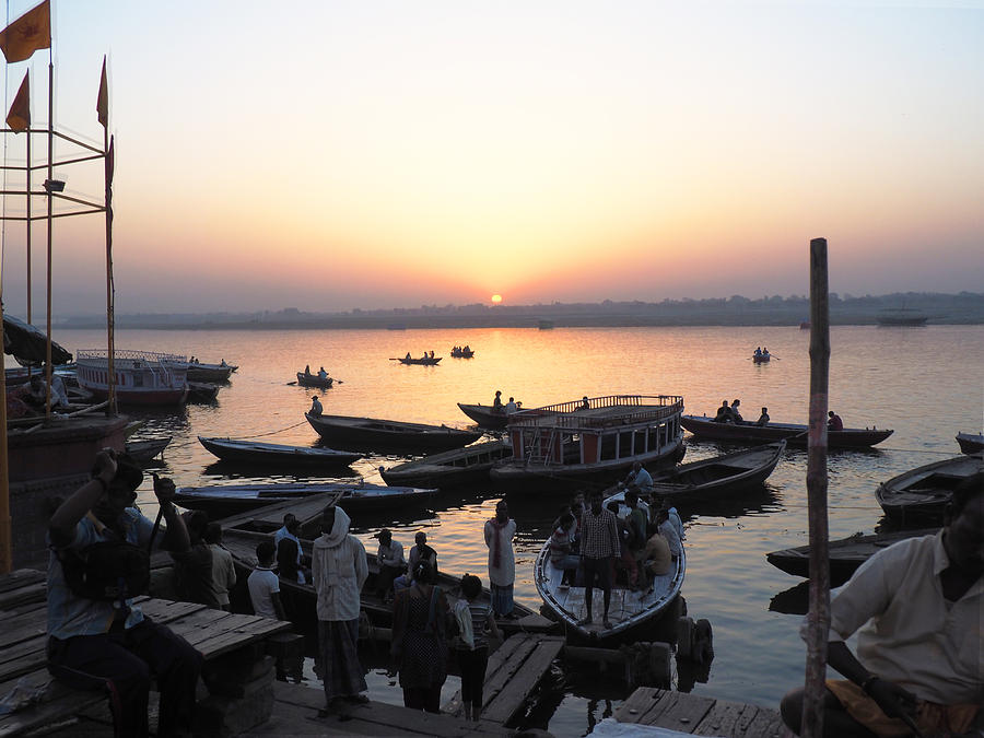 Boat Photograph - Ganges Sunrise by C H Apperson