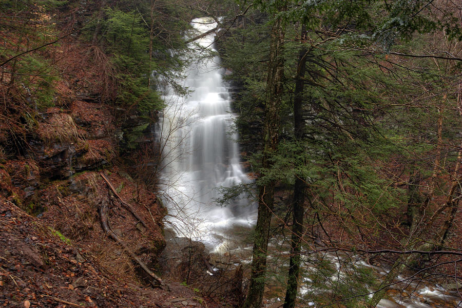 Ganoga Falls Roars in Early Spring Photograph by Gene Walls