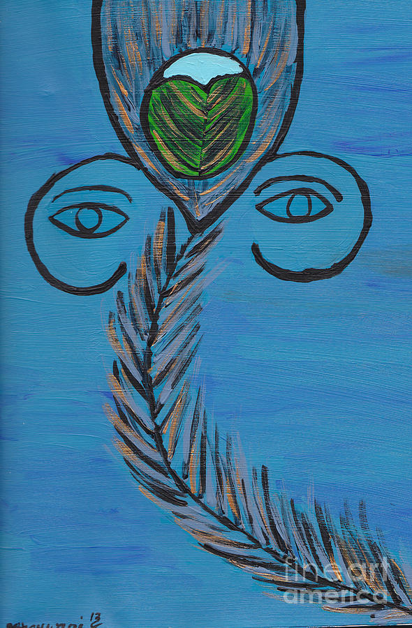 Peacock Painting - Ganpati Peacock Feather by Melissa Vijay Bharwani