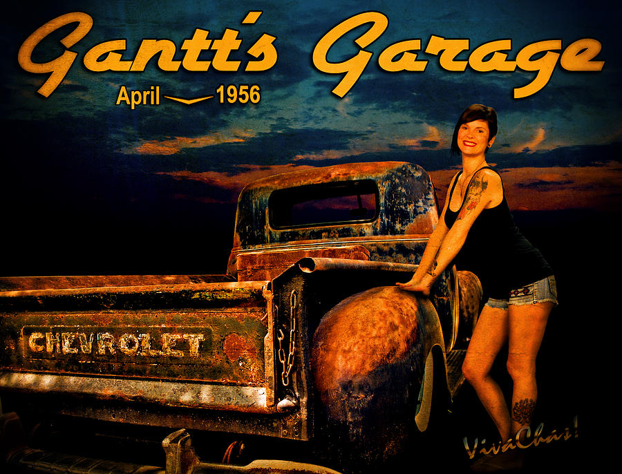 Gantts Garage Moonlight Rat Rod Chevy Pickup An Manda Photograph by Chas Sinklier