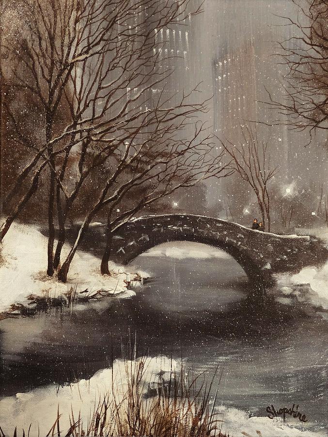 Gapstow Bridge NYC Painting by Tom Shropshire