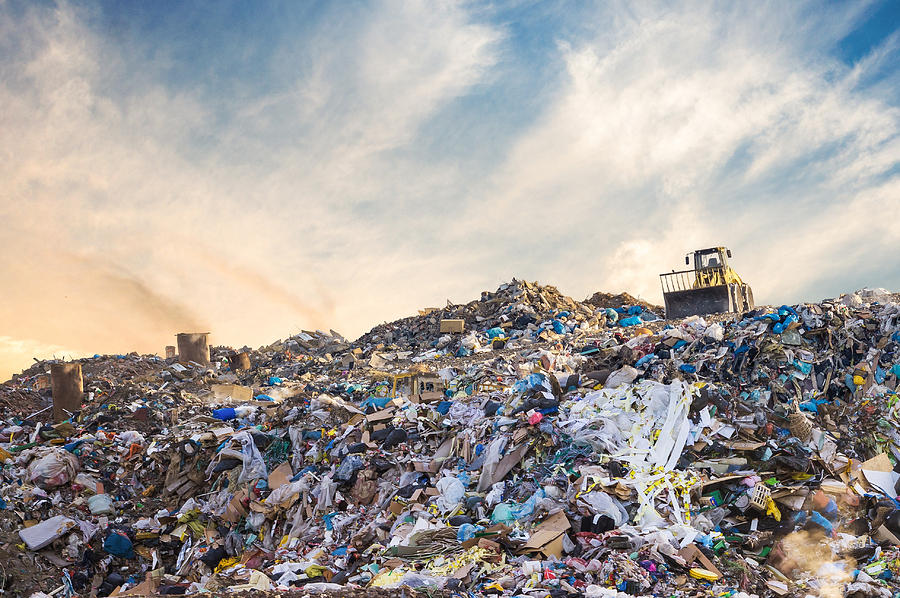 Garbage pile in trash dump or landfill. Pollution concept. Photograph by Vchal