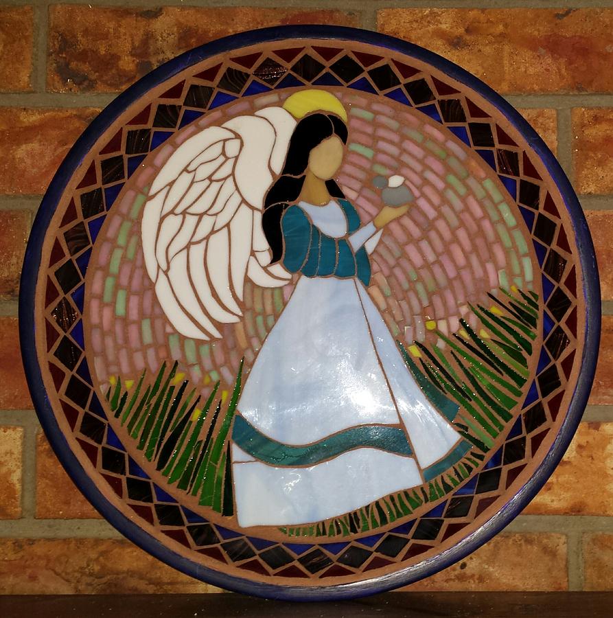 Angel Glass Art - Garden Angel by Rosa Cardenas