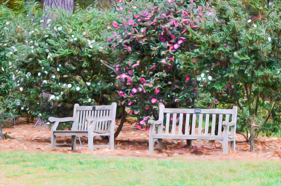 Garden Benches Painting By Jeelan Clark