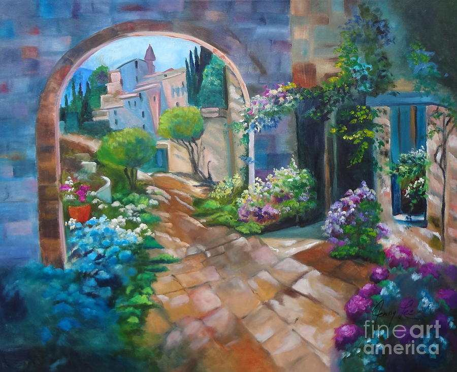 Garden Courtyard Painting by Jenny Lee