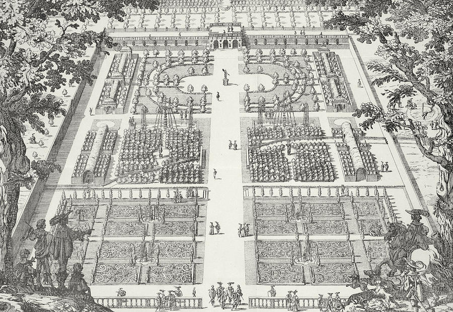 Garden Drawing - Garden design from The Gardens of Wilton by Isaac de Caus