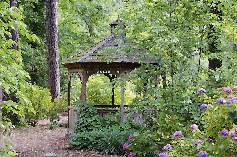 Garden Gazebo 3 Painting by Jeelan Clark | Fine Art America