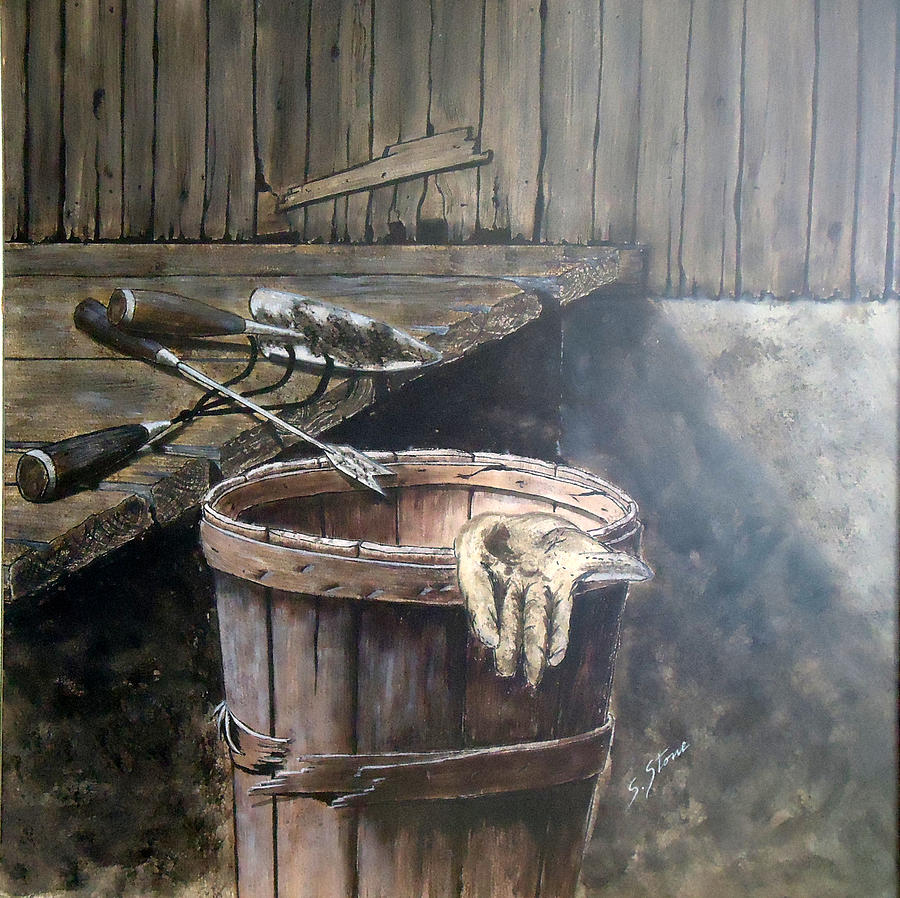 Still Life Painting - Garden Glove by Sandra Stone Still Life Painting - Garden Glove by Sandra Stone