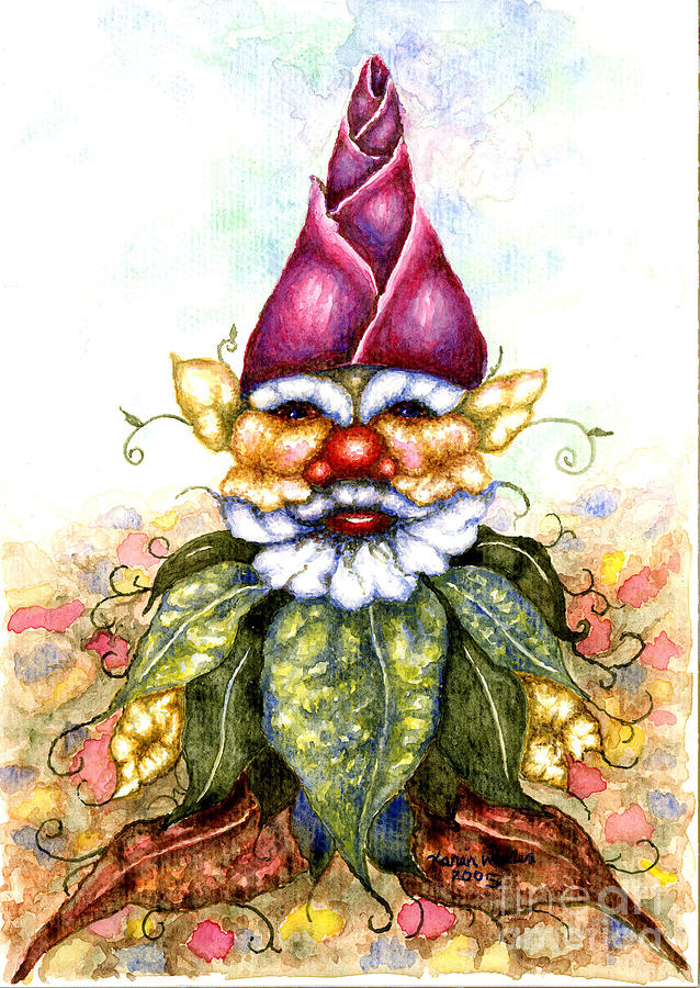Garden Gnome Painting by Karen Wheeler