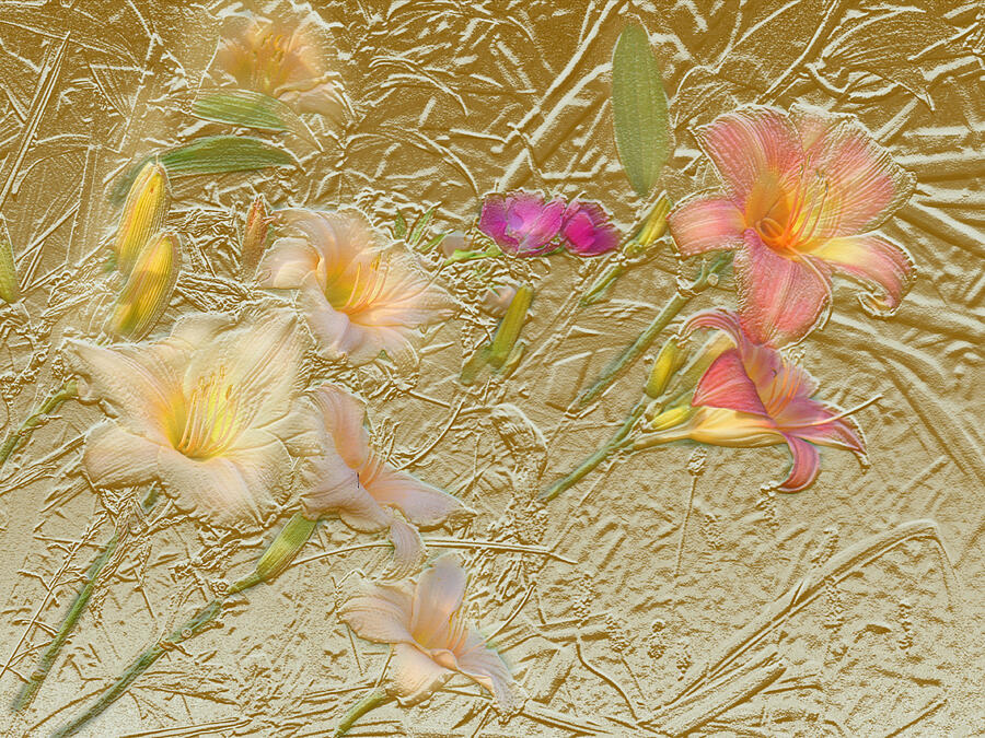 Garden in gold leaf Mixed Media by Steve Karol