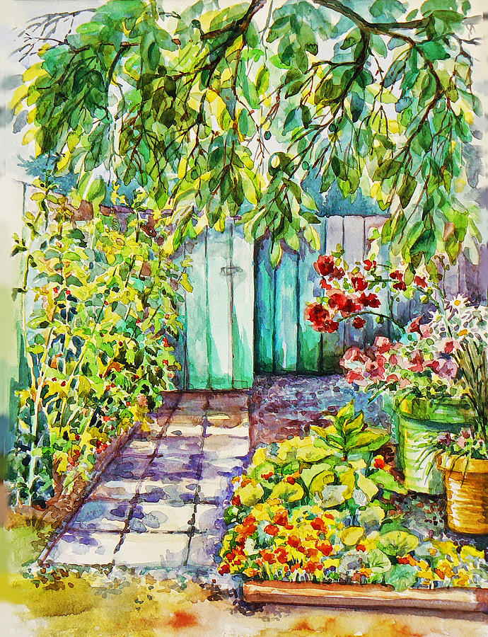 Garden in the summer Painting by Svetlana Nassyrov