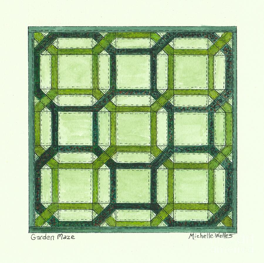 Garden Maze Quilt Painting by Michelle Welles