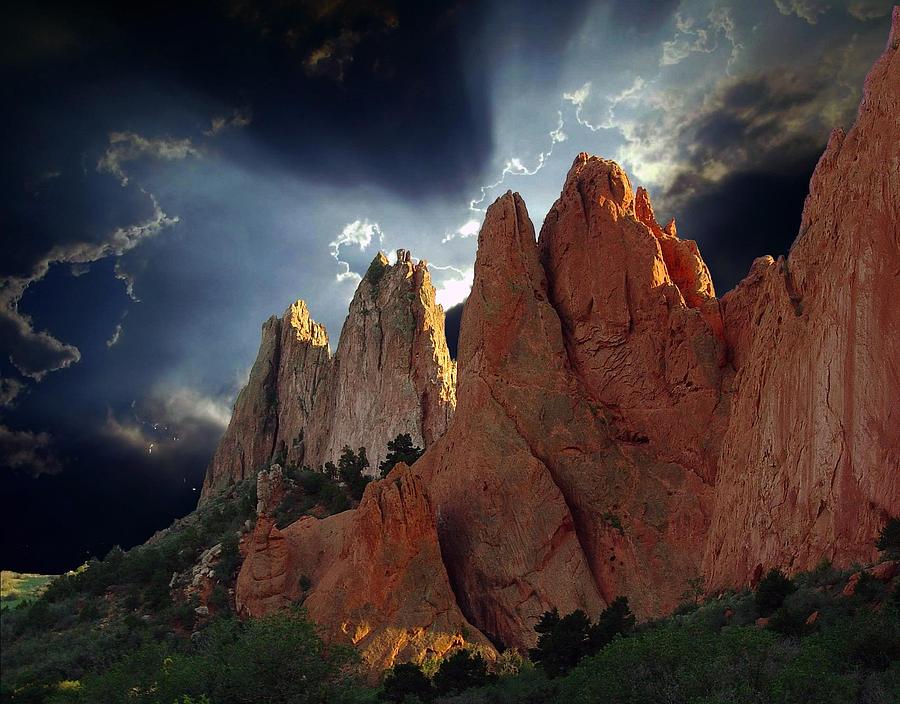 Colorado Springs Photograph - Garden Megaliths with Dramatic Sky by John Hoffman