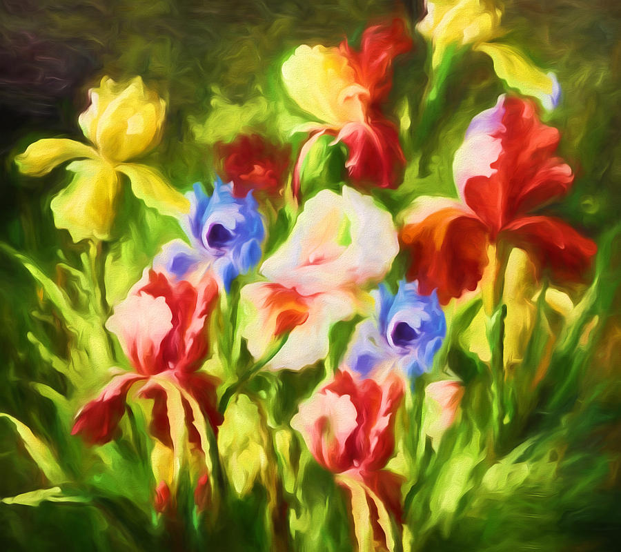 Iris Painting - Garden Of Blooms by Georgiana Romanovna