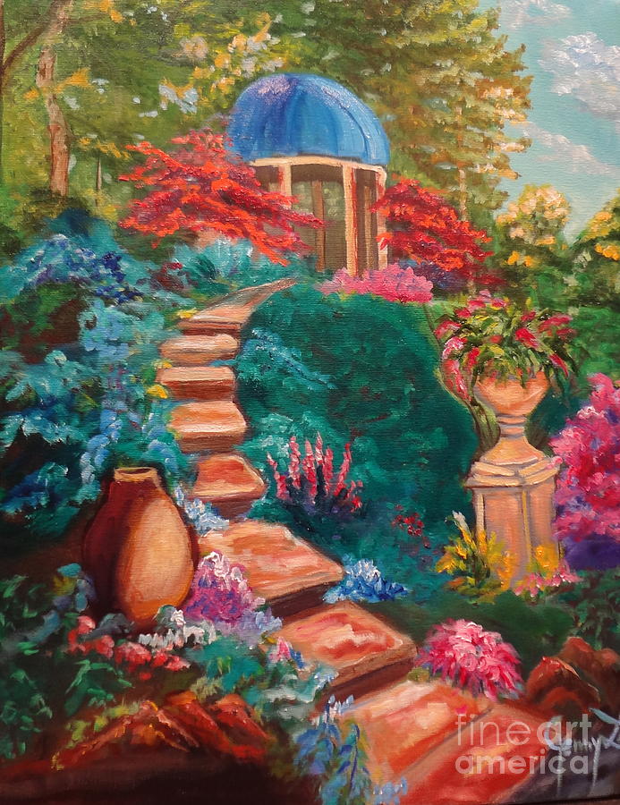 Garden Scene Painting - Garden of Meditation 111 by Jenny Lee