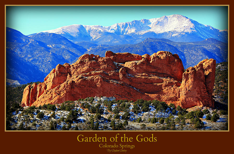 Mountain Photograph - Garden of the Gods and Pikes Peak -- Poster by Stephen Stookey