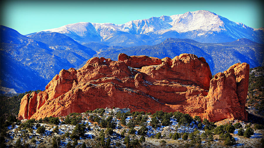 Garden of the Gods with Pikes Peak Photograph by Stephen Stookey