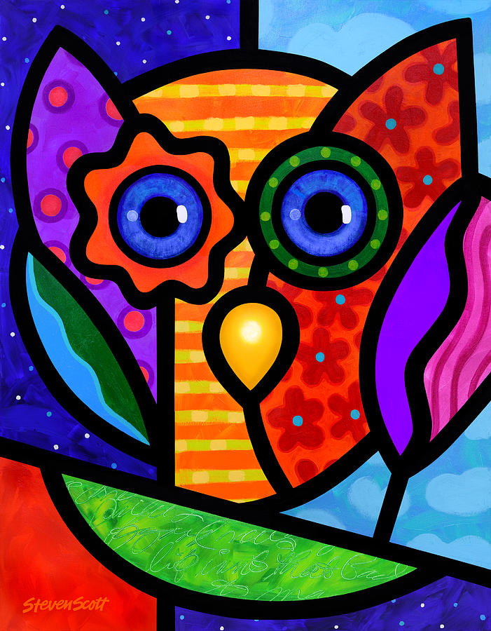 Garden Owl Painting by Steven Scott
