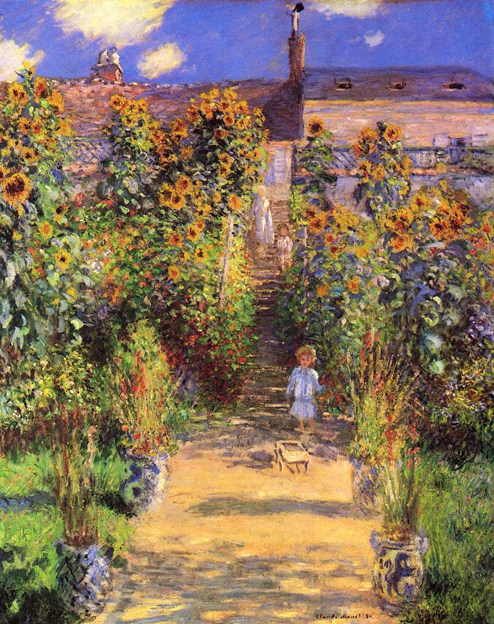 Claude Monet Painting - Garden Pathway by  Claude Monet