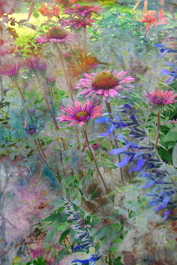 Garden Pink and Purple and Abstract Painting Digital Art by Anita Burgermeister
