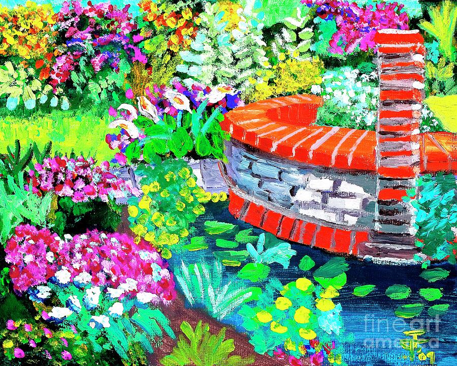 Garden Pond Painting by Jayne Kerr 