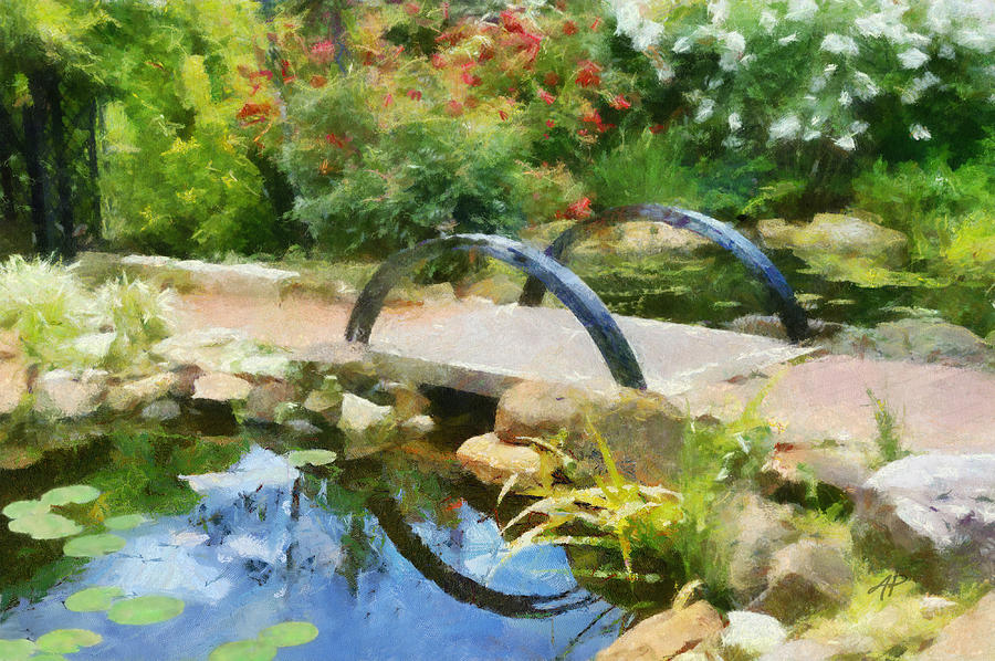 Garden Pond Reflections Painting by Ann Powell