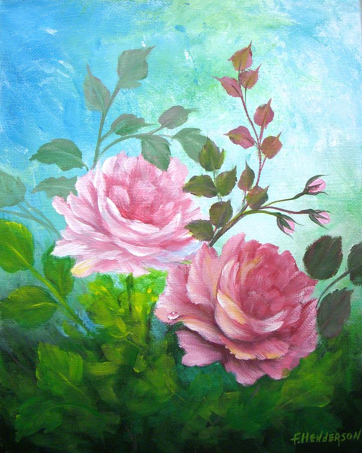 Garden Roses Painting - Garden Roses by Francine Henderson Garden Roses Painting - Garden Roses by Francine Henderson