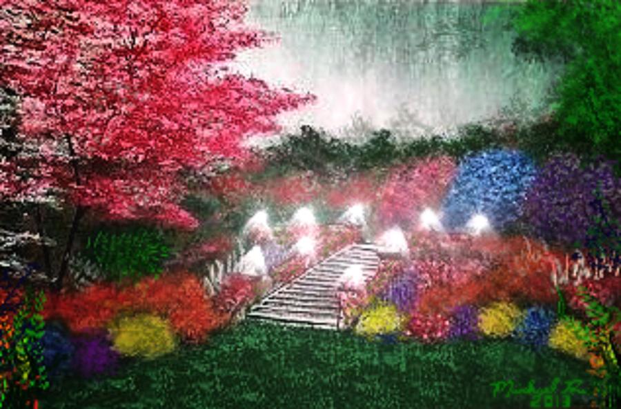 Garden Terrace Painting by Michael Rucker
