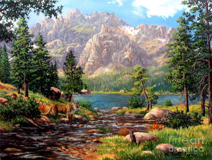 Mountains Painting - Garden Wall by W Scott Fenton Mountains Painting - Garden Wall by W Scott Fenton